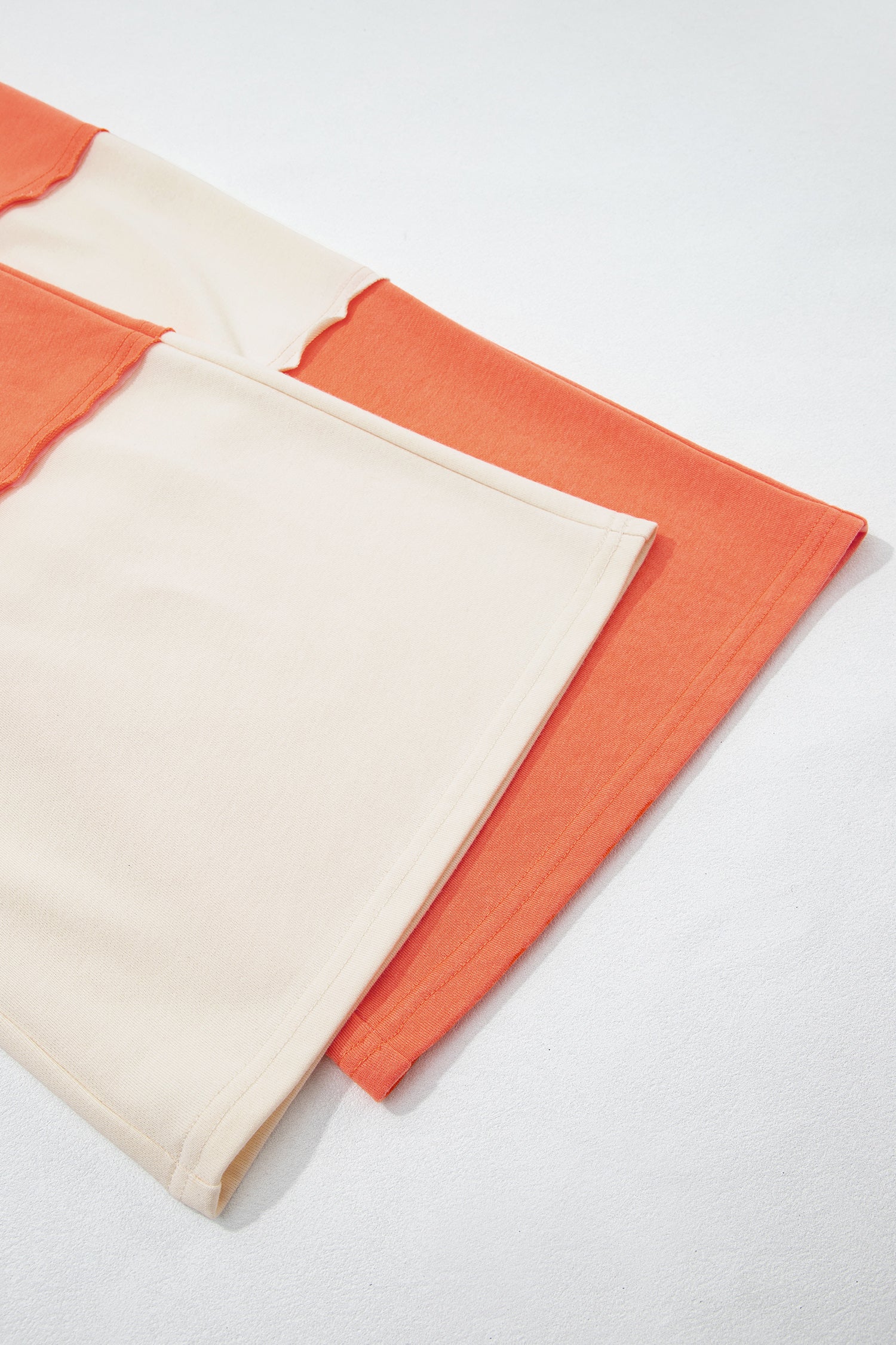 Raw Seam Colorblock Wide Leg Ankle Length Casual Pants – Fiery Red