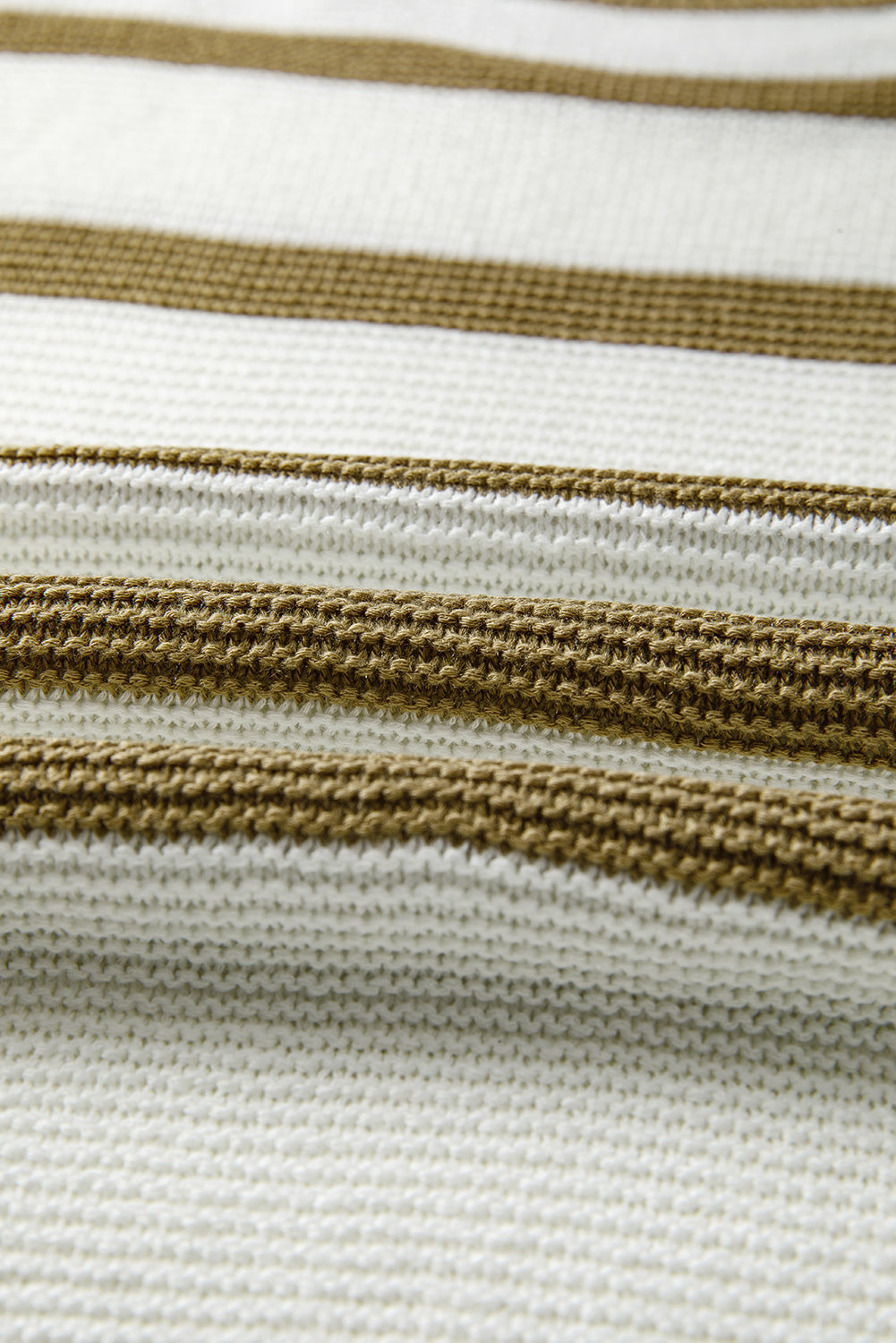 Khaki Stripe Tie Open Side Sweater Knit Top eAura