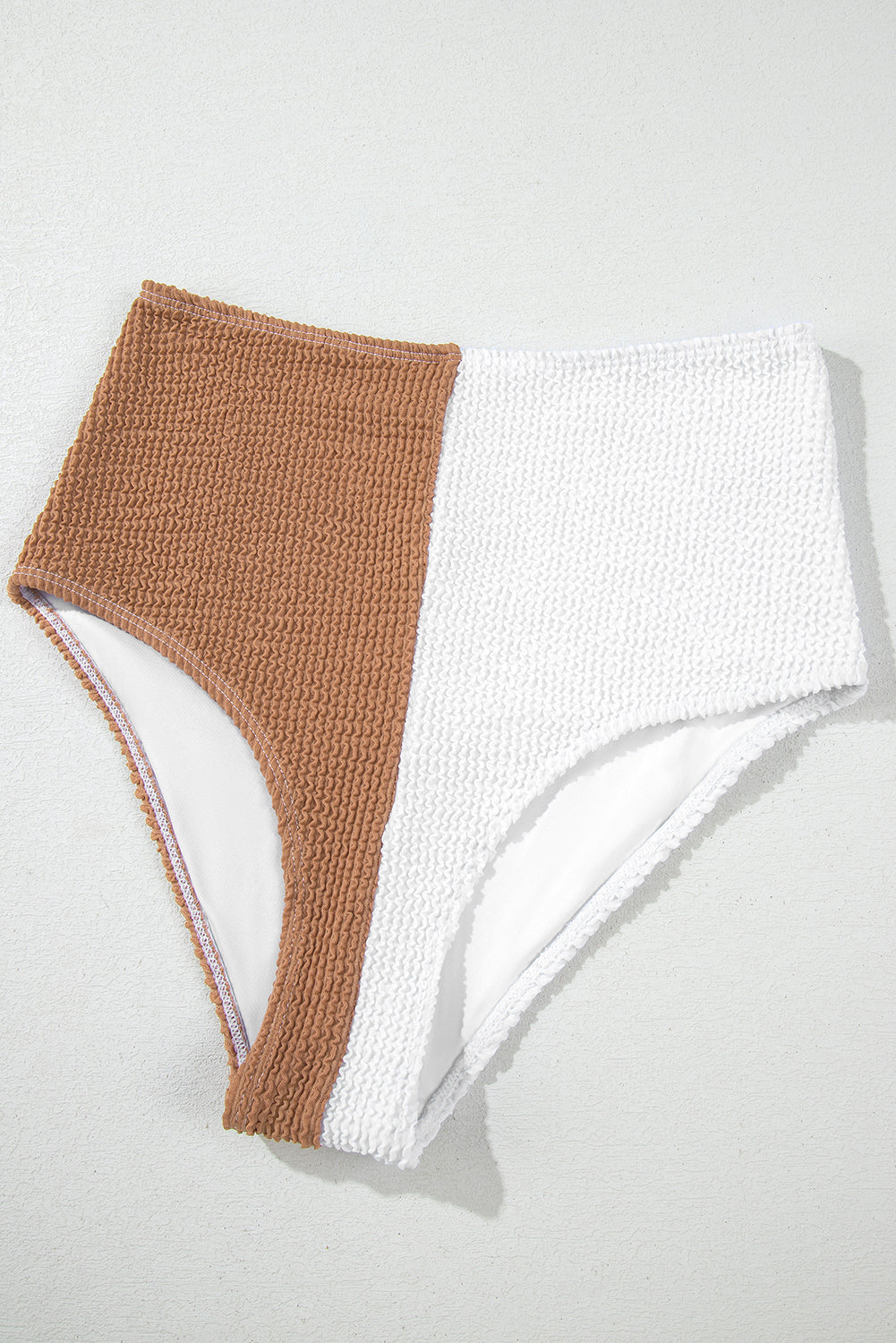 Corded Colorblock Square Neck High Waist Bikini Set