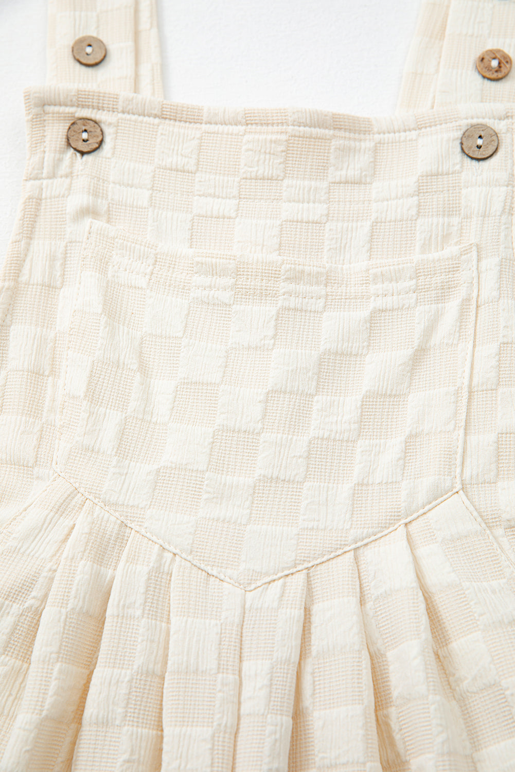 Beige Checkered Pocketed High Waist Wide Leg Overall eAura