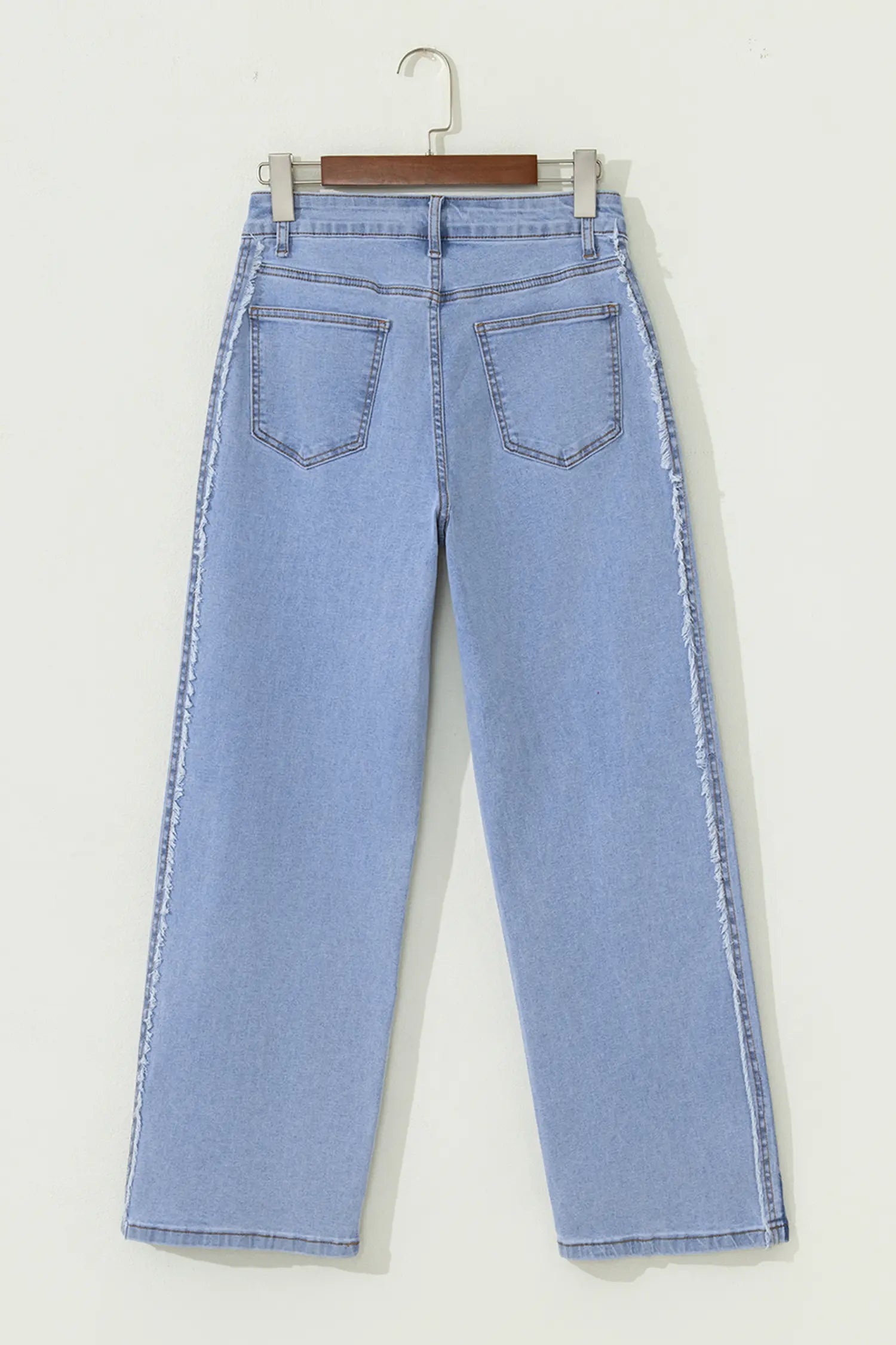 Beau Blue Contrast Stripe Frayed Side Panel Patchwork Shift Jeans