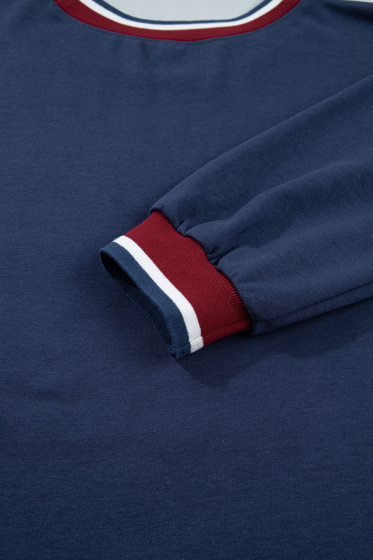 Patchwork Round Neck Long Sleeve Sweatshirt – Sail Blue