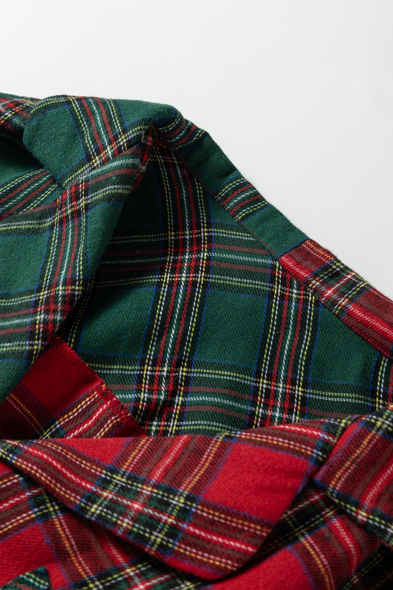 Plaid Contrast Christmas Holiday Long Sleeve Shirt and Shorts Pyjamas - eAura