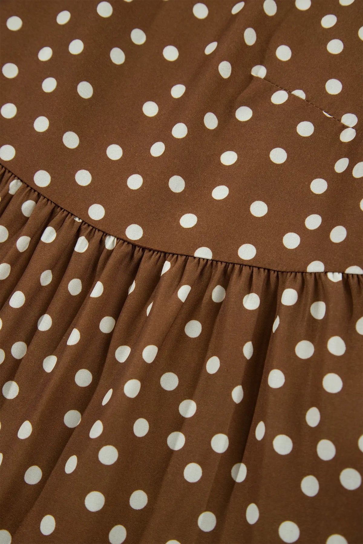 V Neck Polka Dot Long Sleeve Shift Plus Size Dress – Brown