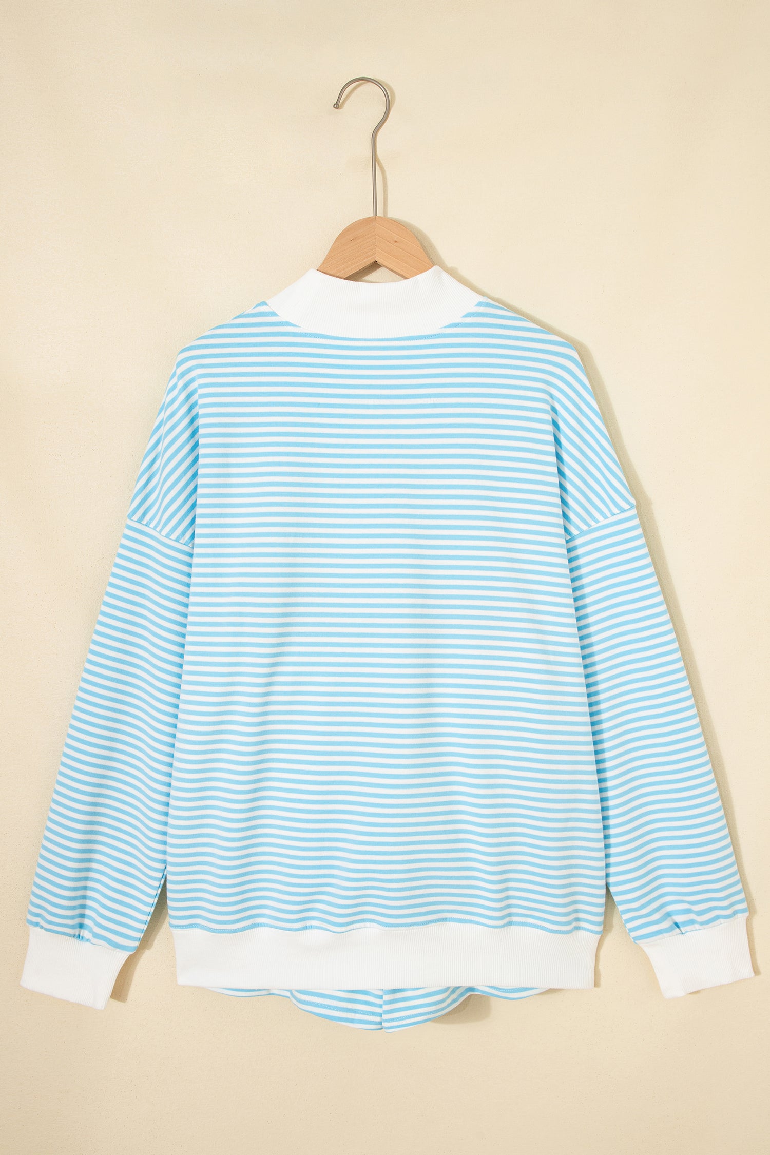 Stripe Oversize Mock Neck Sweatshirt and Shorts Set