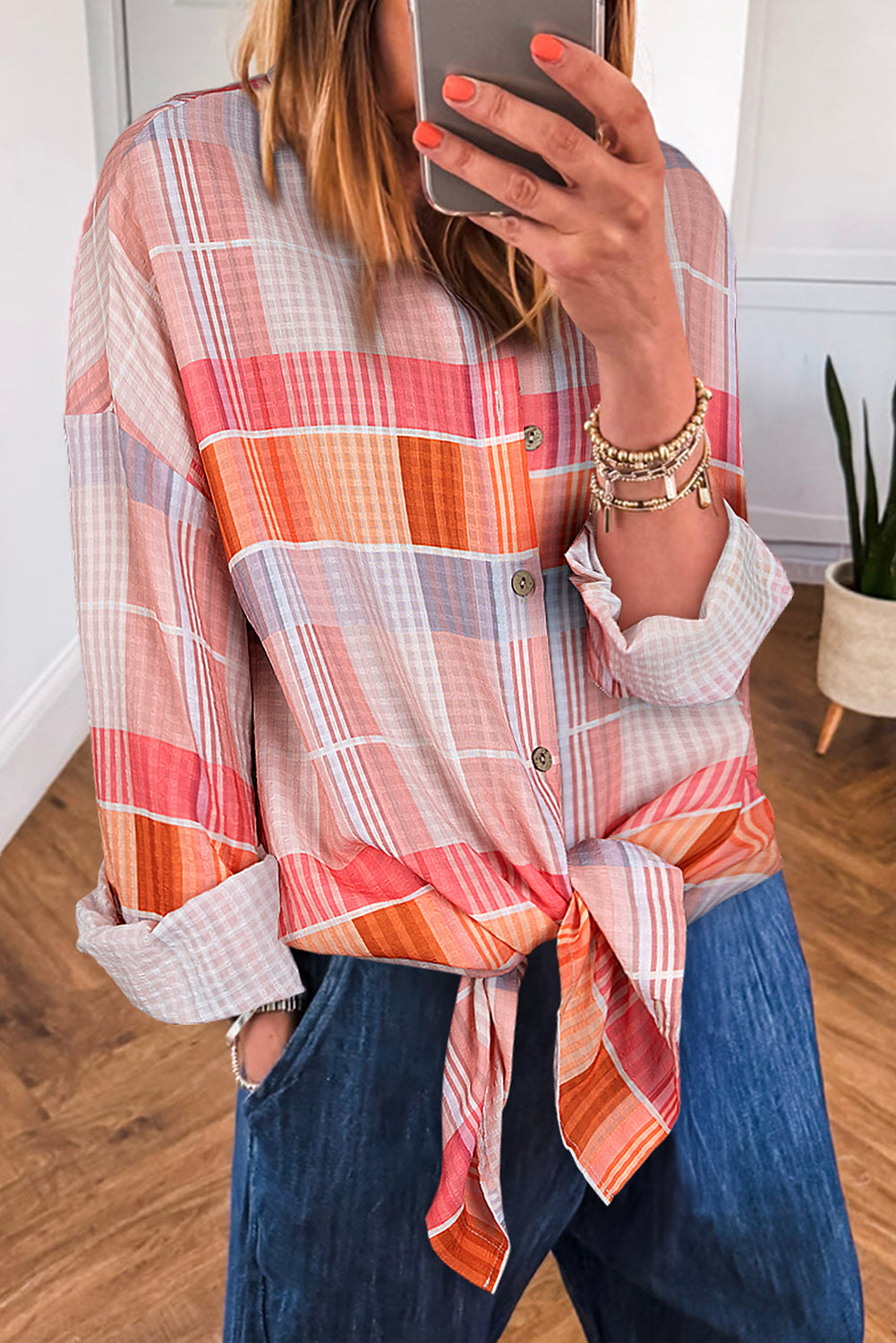 Pink Oversized Check Tunic Shirt - eAura