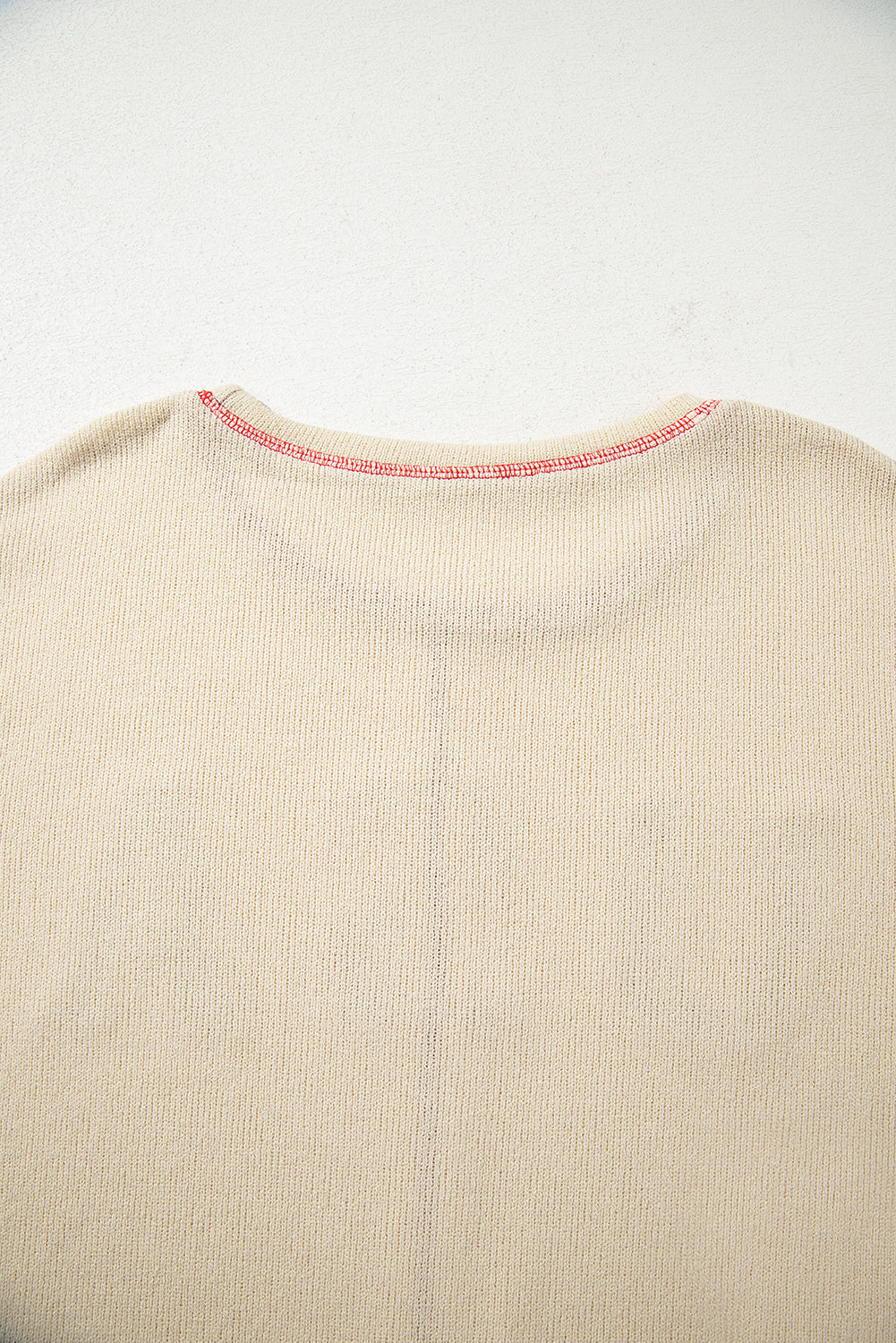 Beige USA Star Contrast Patchwork Exposed Seam Long Sleeve Top - eAura