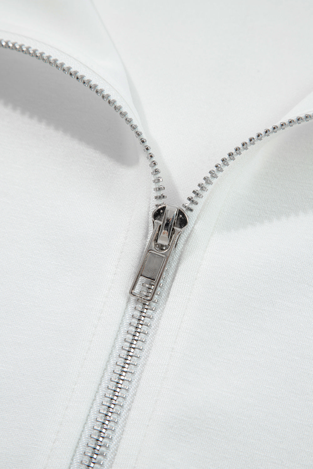 White Zip-Up Puff Sleeve Jacket - eAura