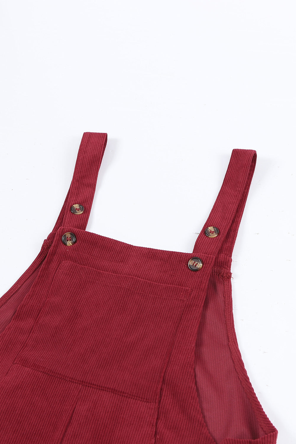 Solid Color Ribbed Wide Leg Bib Overalls – Brown