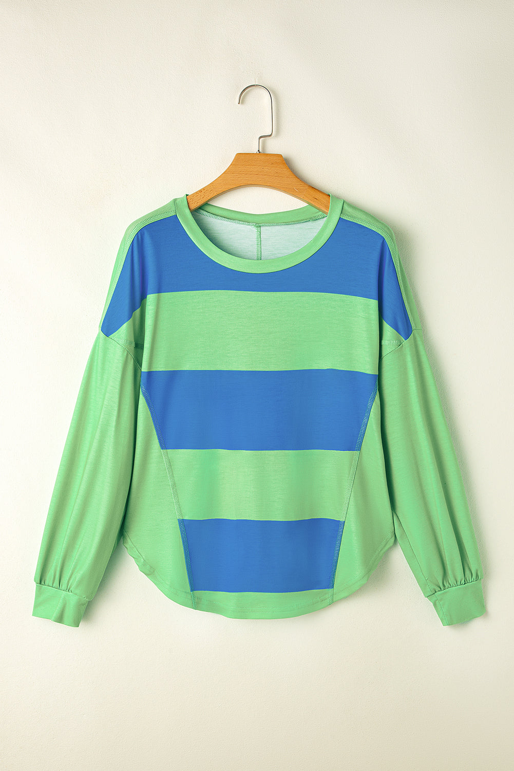 Blue Colourblock Striped Drop Shoulder Loose Top eAura