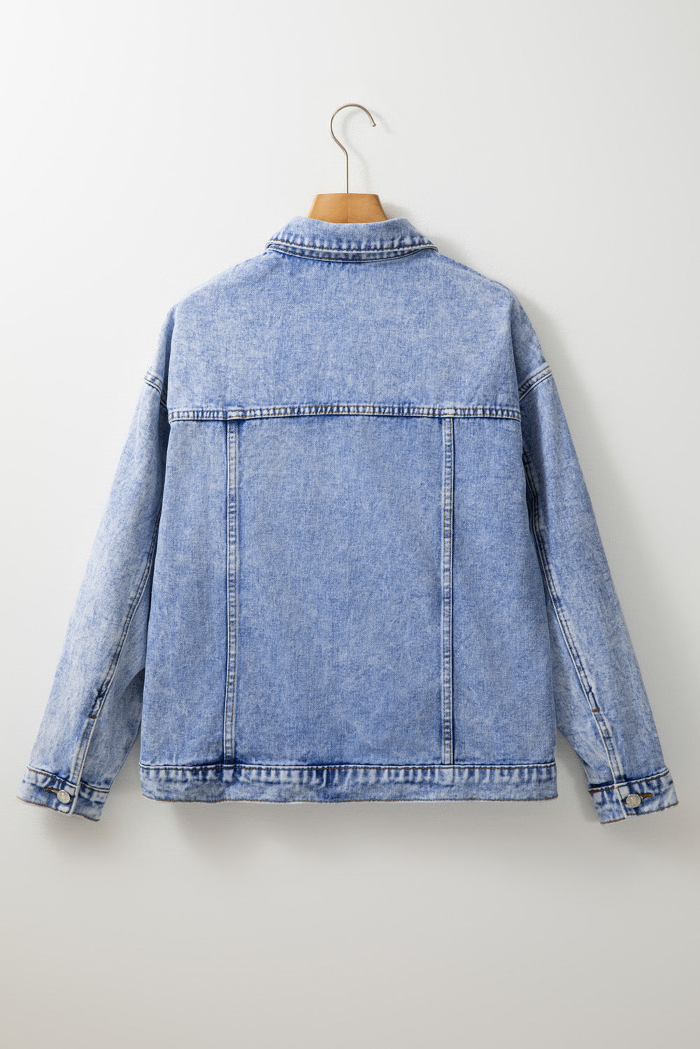 Beau Blue Vintage Washed Flap Pockets Denim Jacket Beagle Boutique Fashion Outlet