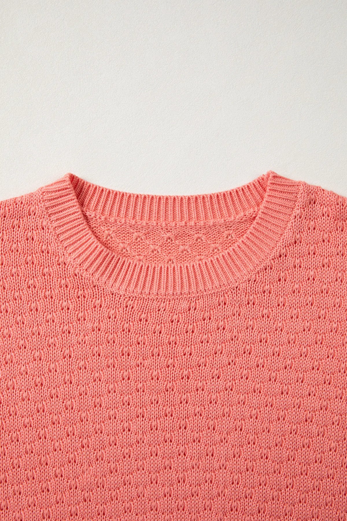 Breathable Patterned Knit Drop Shoulder Pullover Sweater – Coral Paradise