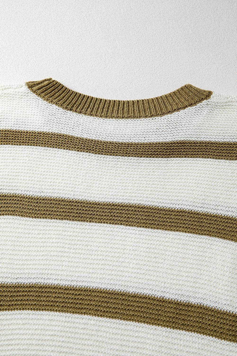 Khaki Stripe Tie Open Side Sweater Knit Top eAura