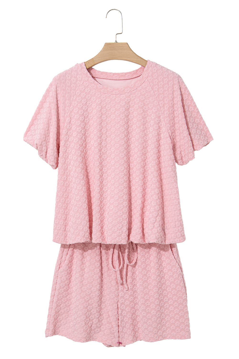 Coral Paradise Daisy Jacquard Textured Casual Short Co-ord Set eAura
