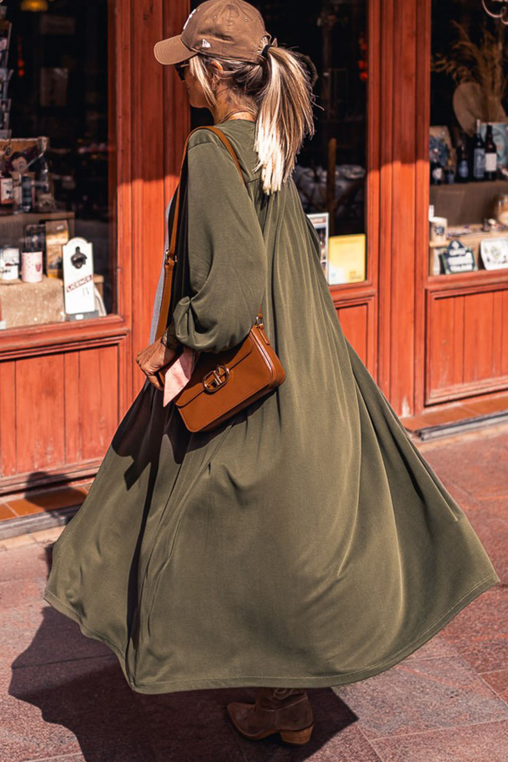 Green Lightweight Long Sleeve Open Front Duster Cardigan eAura