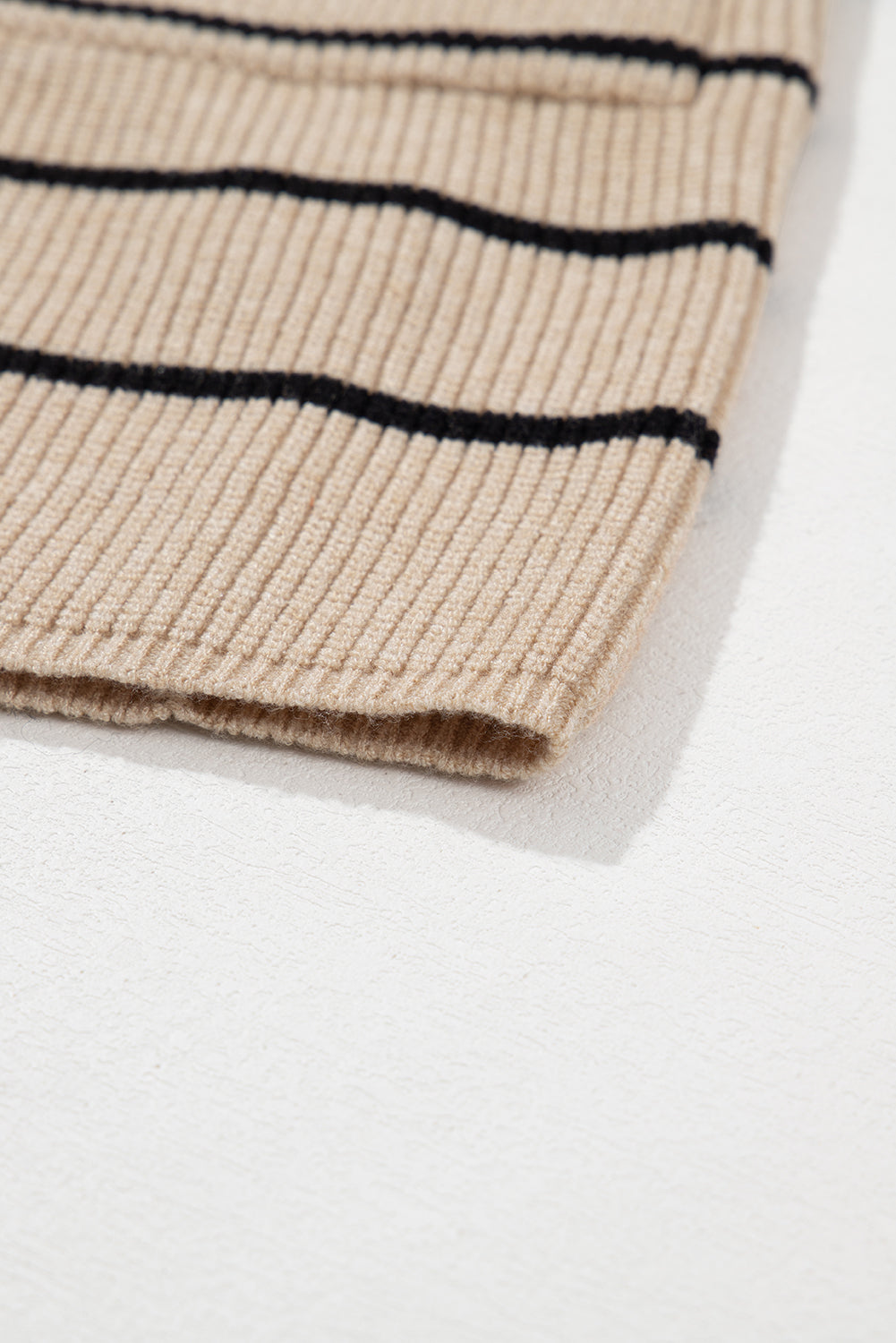 Black Stripe Shawl Neckline Open Cardigan with Pockets eAura