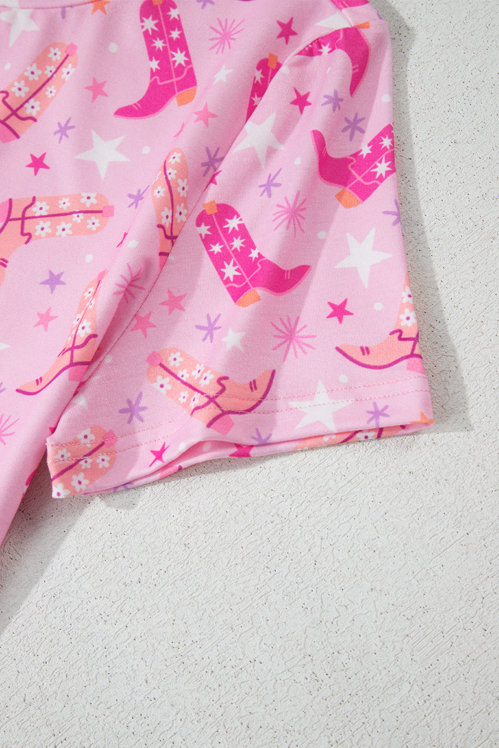 Pink Western Boots Printed Short 2pcs Lounge Set eAura