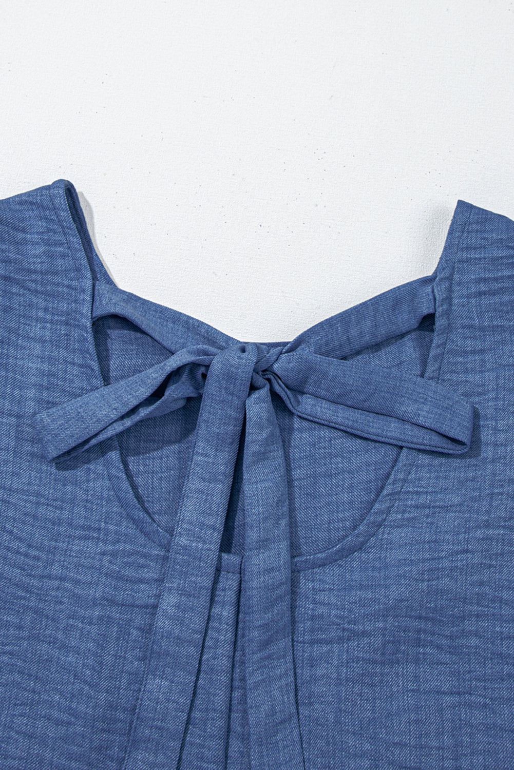 Knot Scoop Back Ruffle Hem Sleeveless Mini Dress eAura