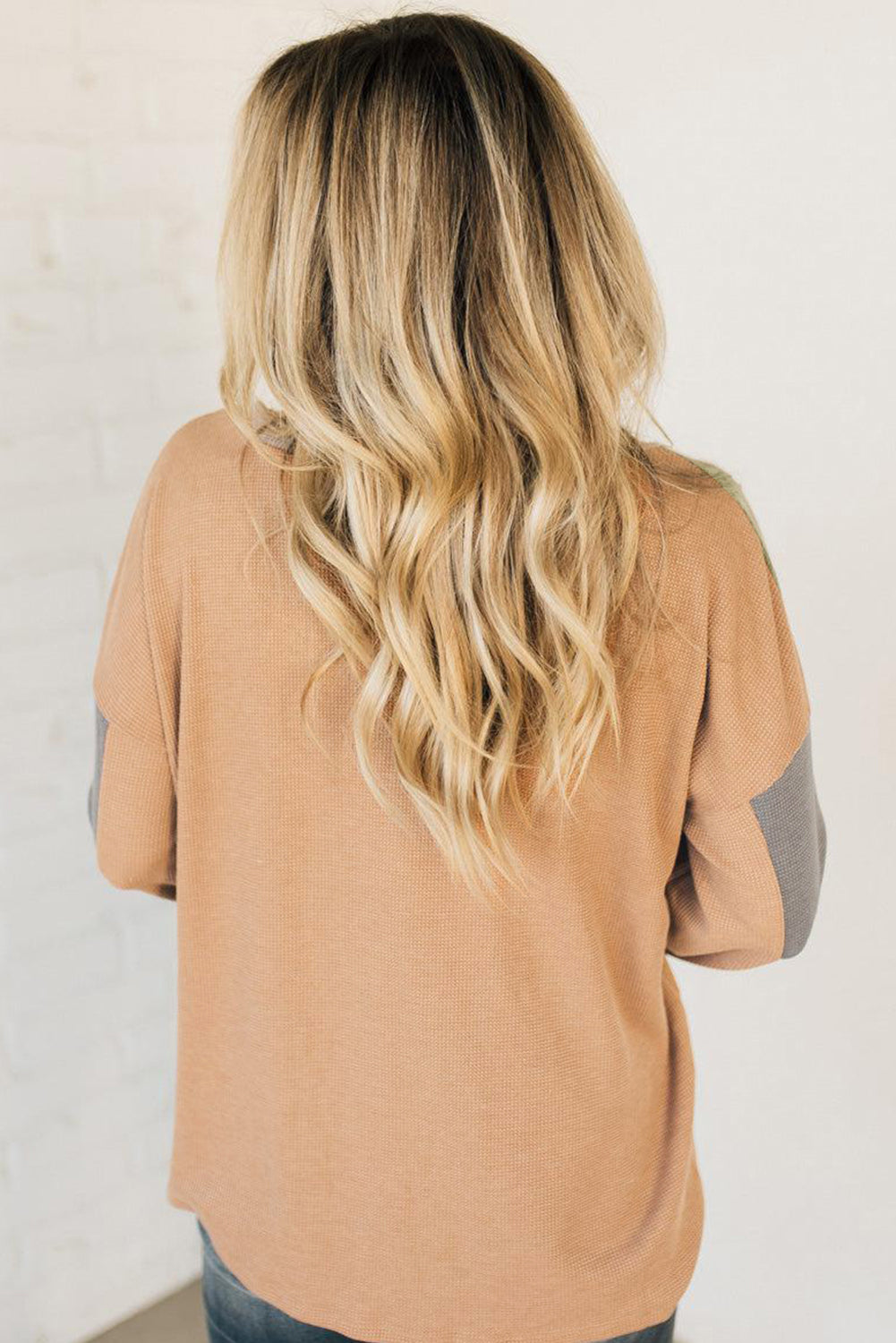 Textured Drop Shoulder Henley Top eAura
