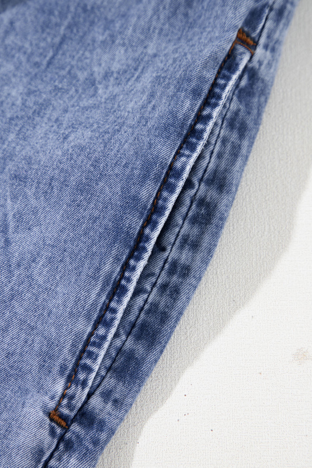 Beau Blue Tie V-Neck Tucking Detail Short Sleeve Denim Shift Dress - eAura