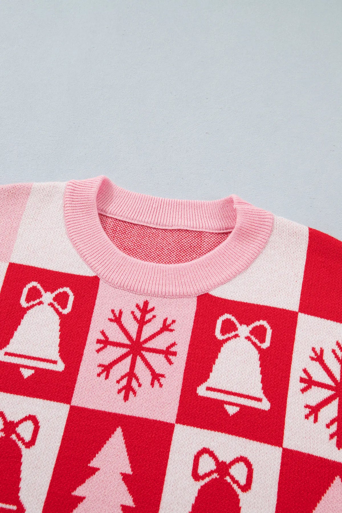 Pullover Christmas Plaid Round Neck Long Sleeve Tunic Sweater