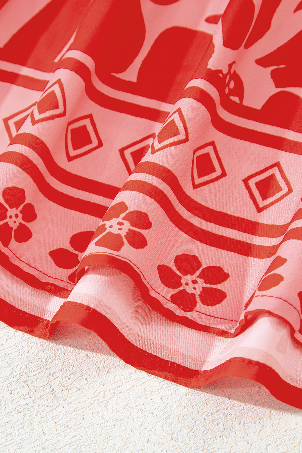 Floral Short Sleeve V-Neck Buttoned Shirred Waist Long Dress - eAura