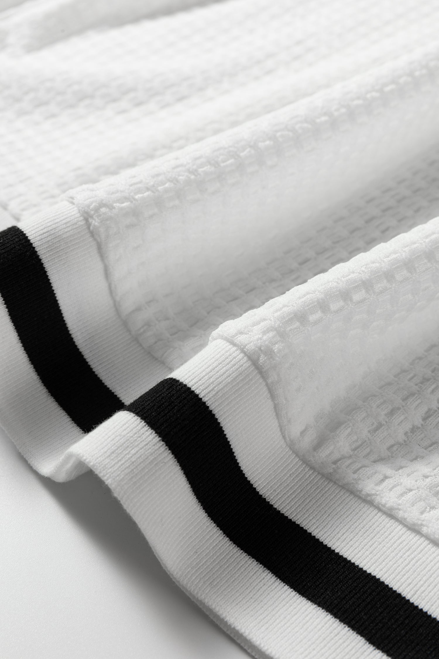 Textured Preppy Striped Trim V-Neck Pullover - eAura