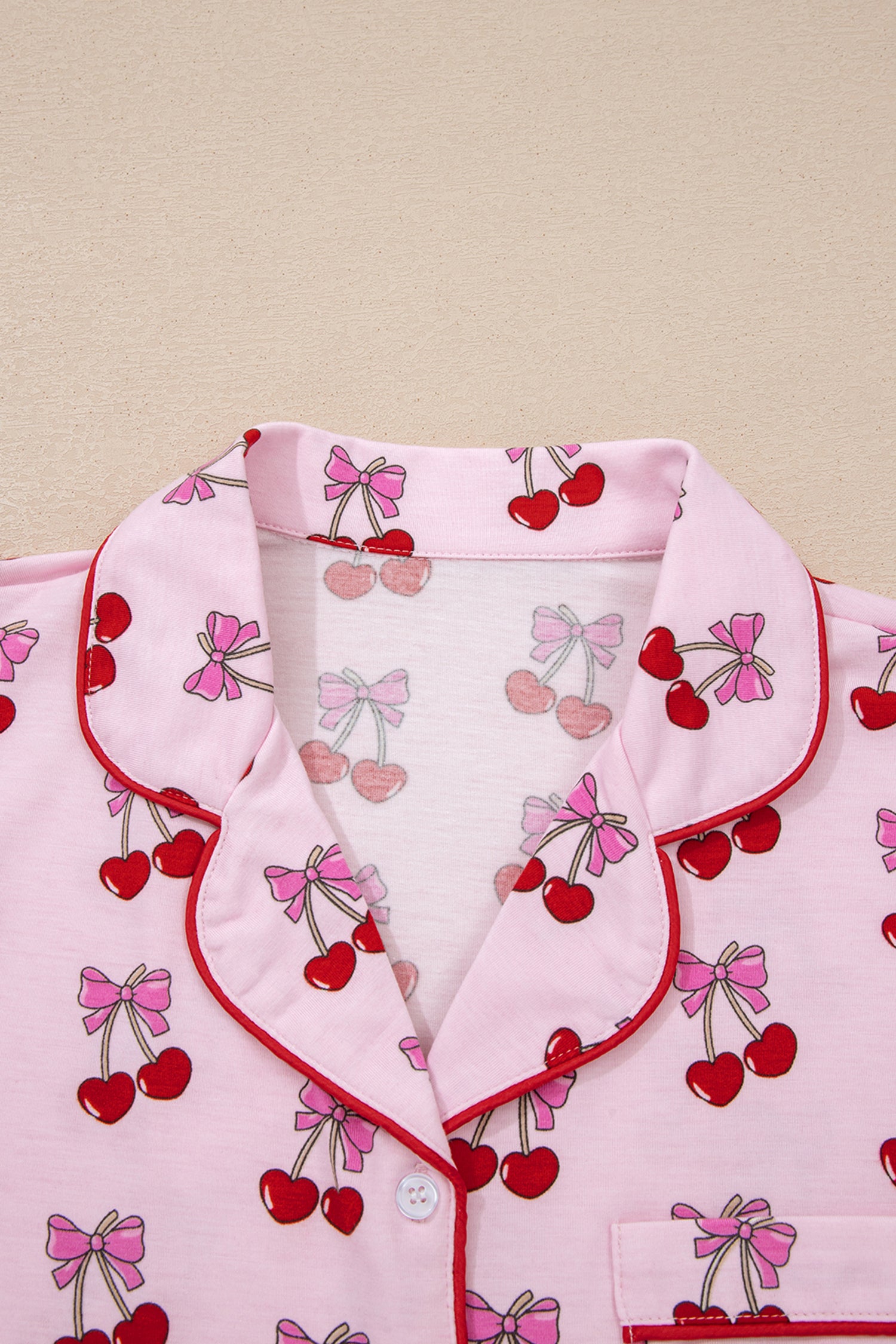 Cherry/Bow Print Short Pajama Set – Pink