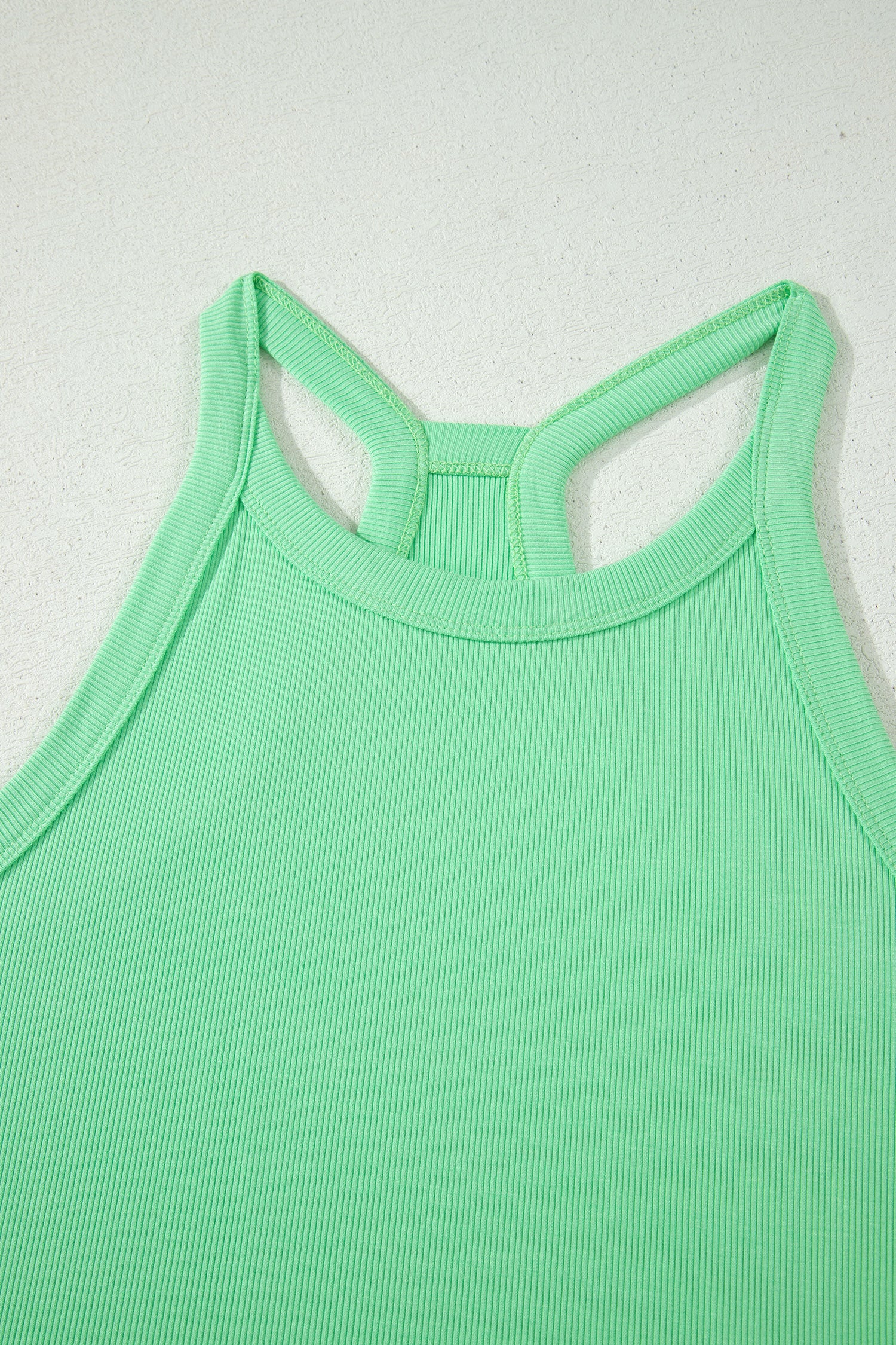 Sky Blue Slim Tank Top Elastic High Waist Shorts 2pcs Outfit – Light Blue
