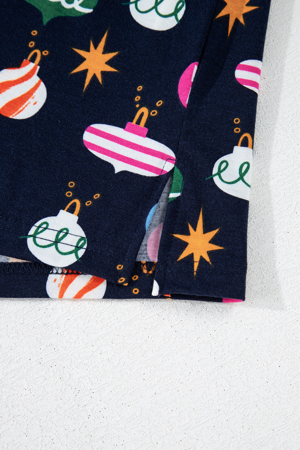 Navy Christmas Lights Print Shirt Pyjama Set