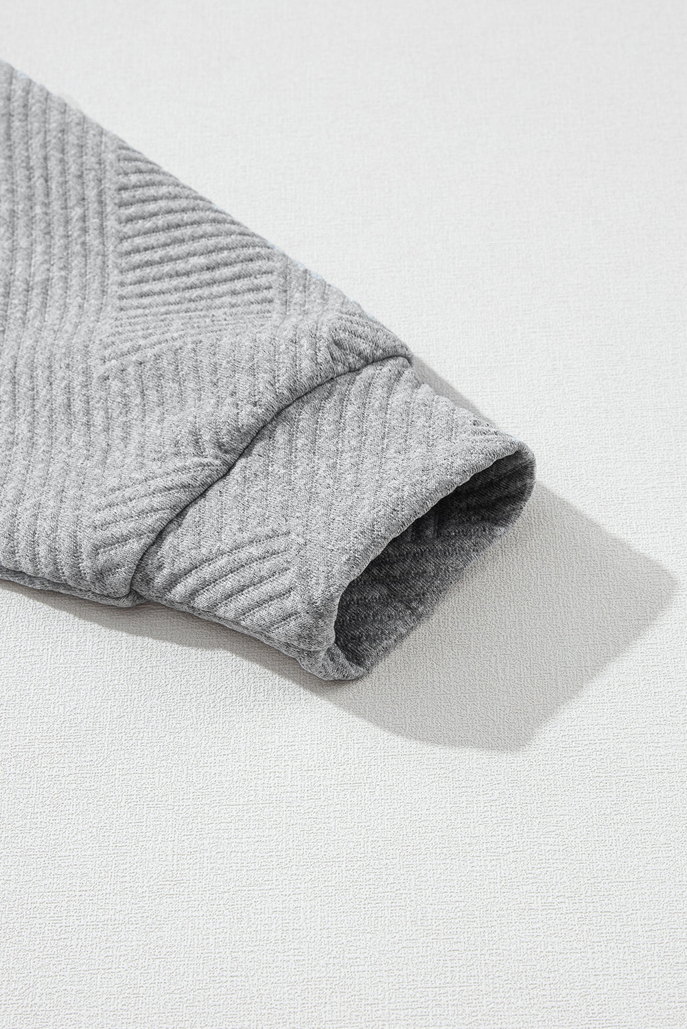 Asymmetric Buttons Detail High Neck Textured Sweatshirt eAura