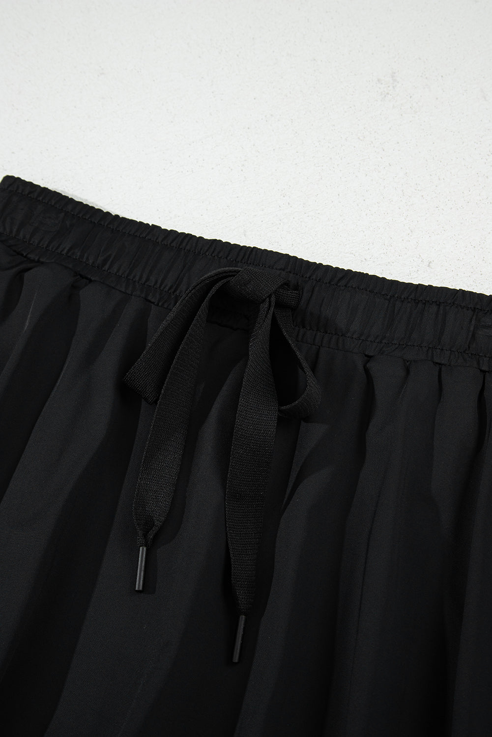 Black Drawstring High Waist Lined Tennis Skorts eAura