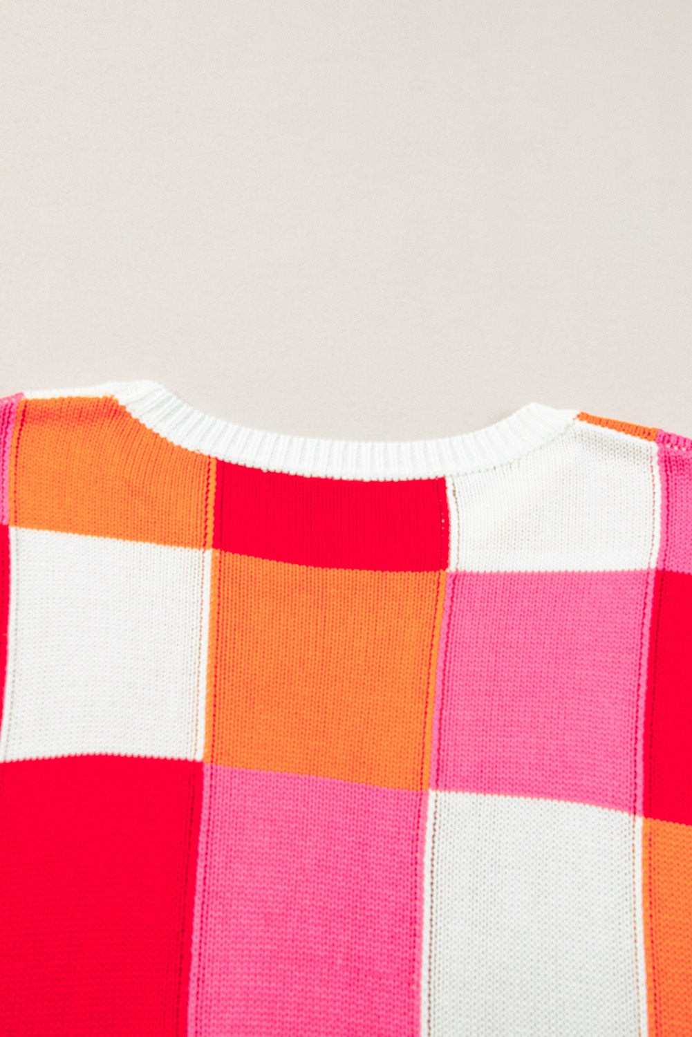 Grapefruit Orange Colour Block Cap Sleeve Sweater eAura