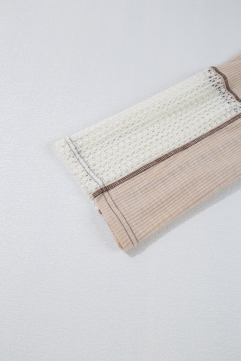 Crochet Detail Exposed Seam High Low Loose Top – Beige & Green