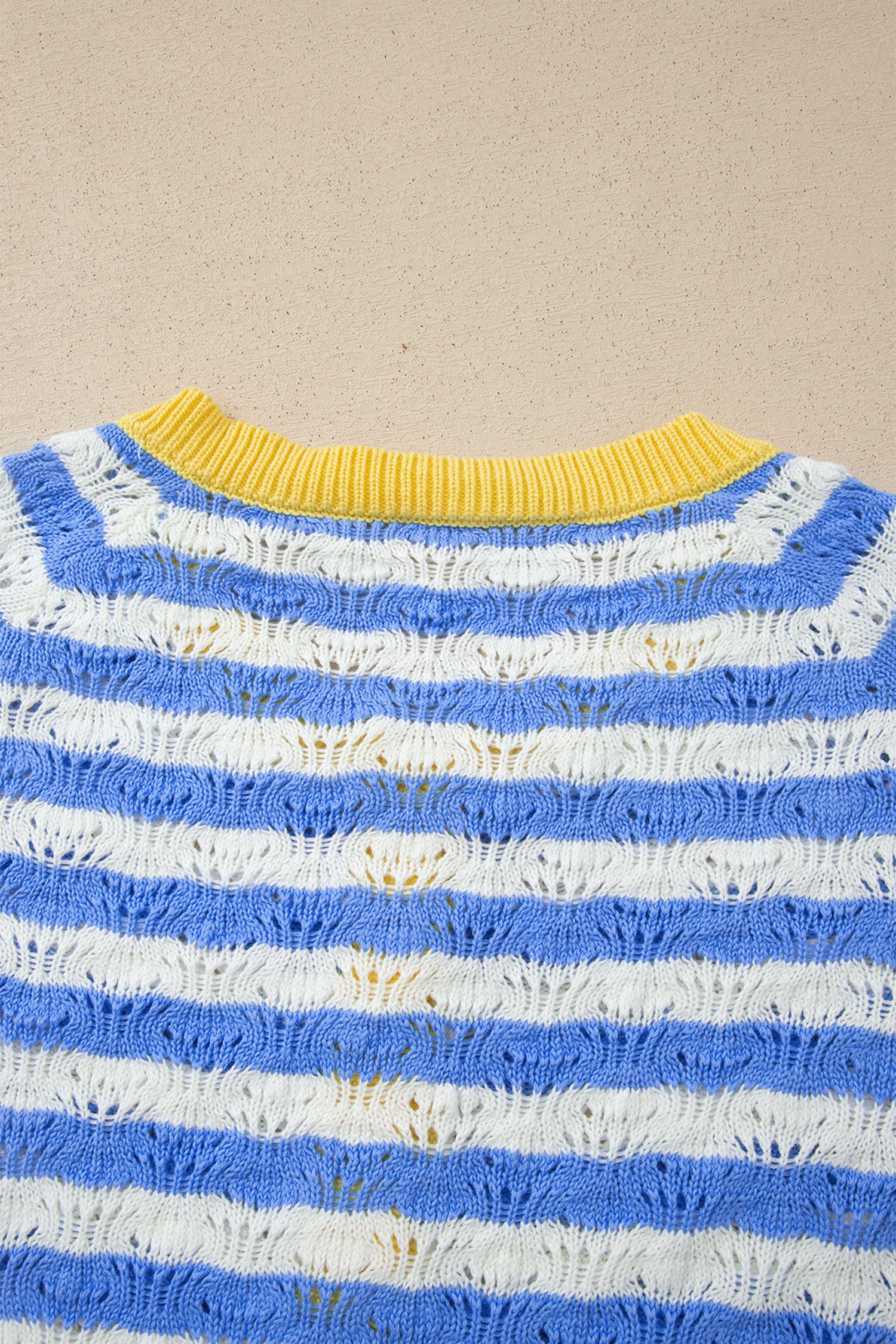 Striped Colorblock Button Front Long Sleeve Loose Fit Knit Cardigan – Sky Blue Stripe