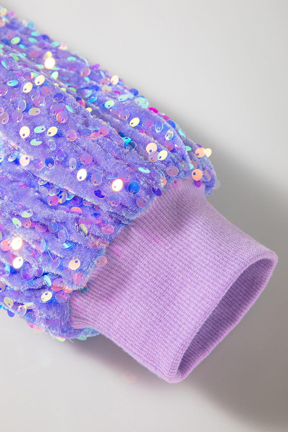 Orchid Petal Sequin Patchwork Long Sleeve Pullover Top eAura