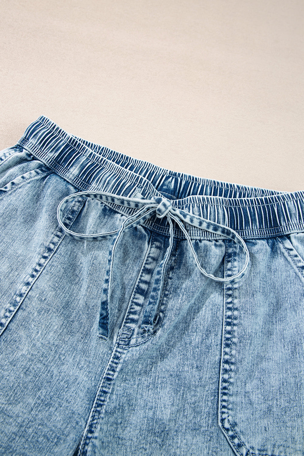 Myosotis Mineral Wash Drawstring Waist Loose Straight Denim Trousers Beagle Boutique Fashion Outlet