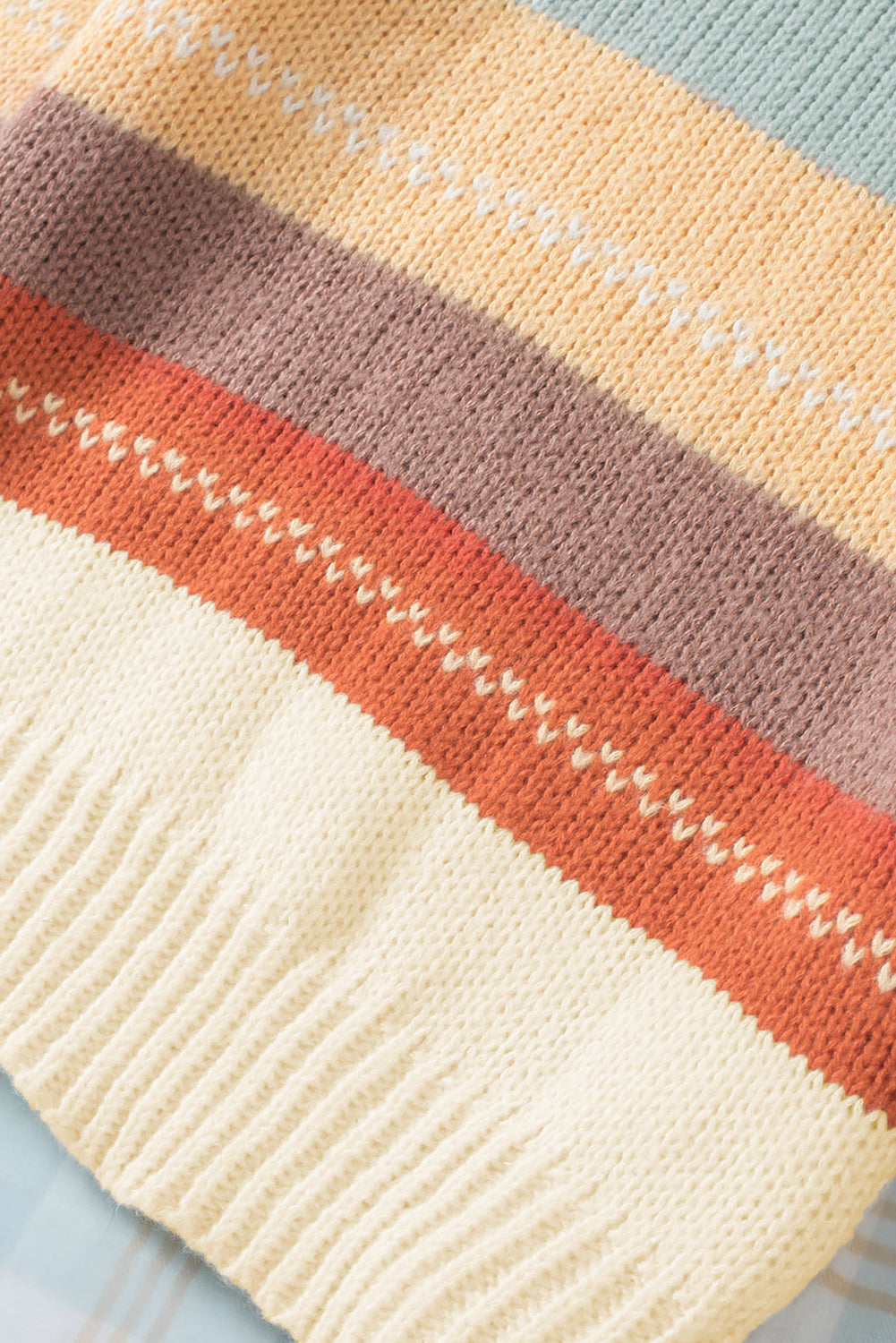 Crew Neck Drop-shoulder Striped Colour Block Sweater eAura