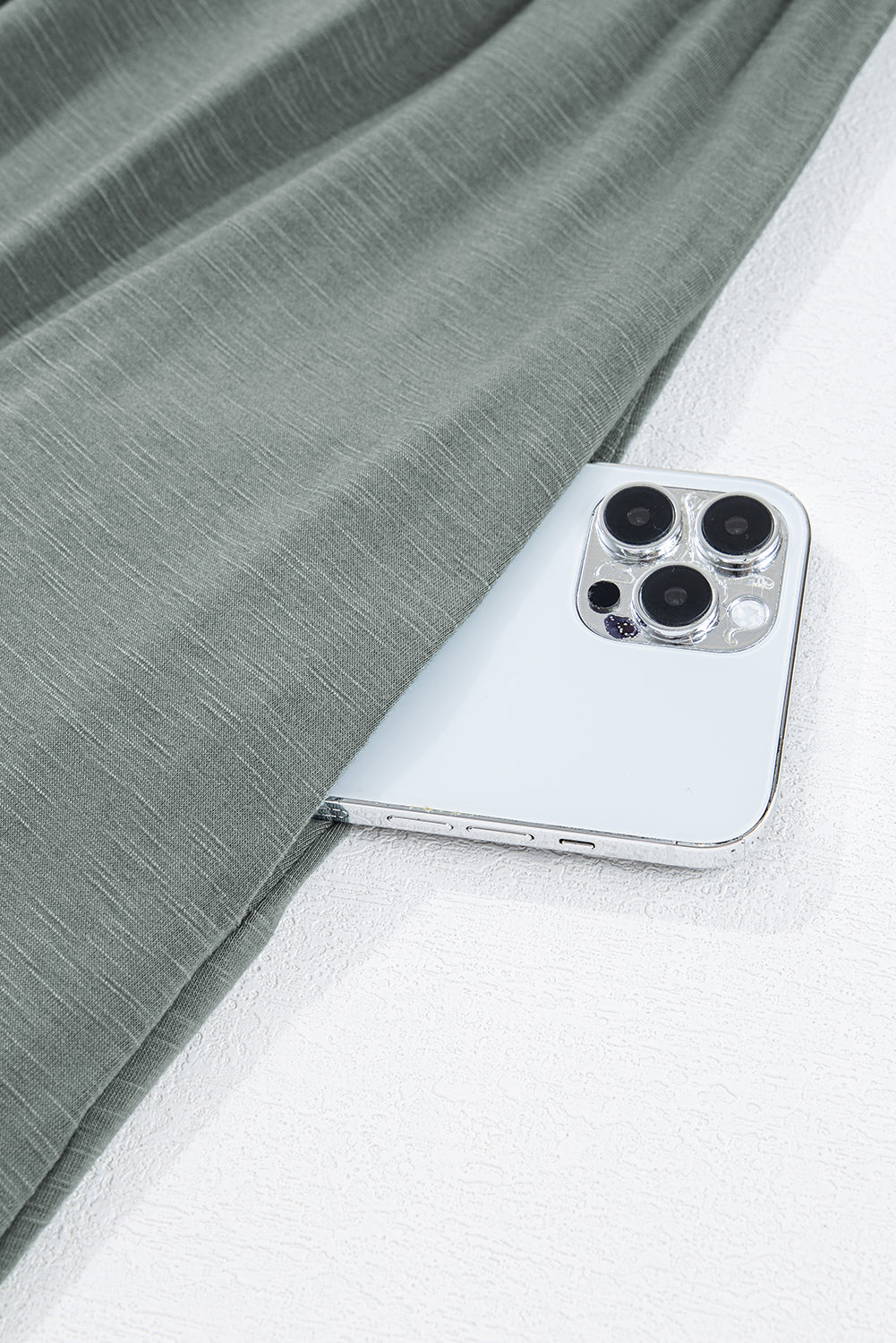 Mist Green Frilled Gathered Seam Round Neck T Shirt Dress eAura