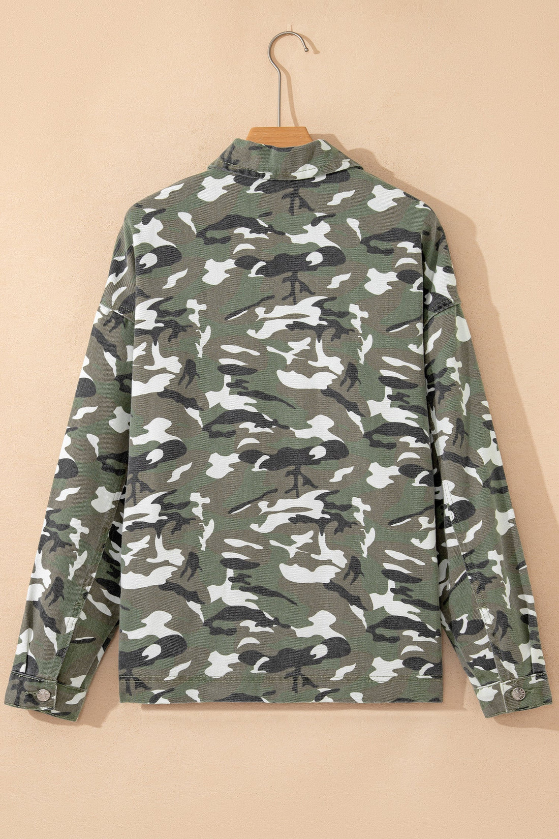 Camo Chest Pockets Oversized Denim Jacket - Green / S - Outerwear/Denim jackets