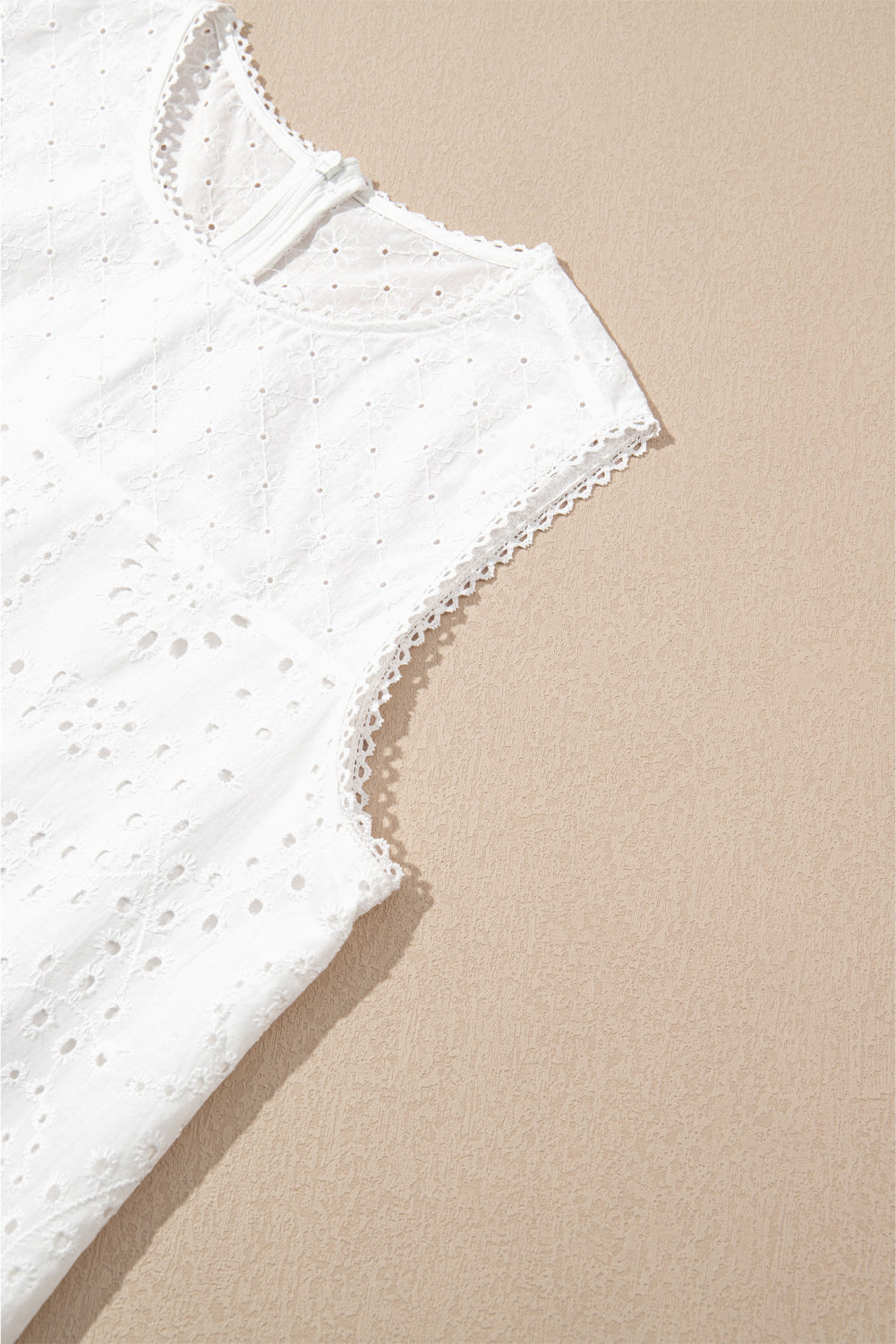 White Bordier Anglais Embroidered Sleeveless Shift Dress eAura