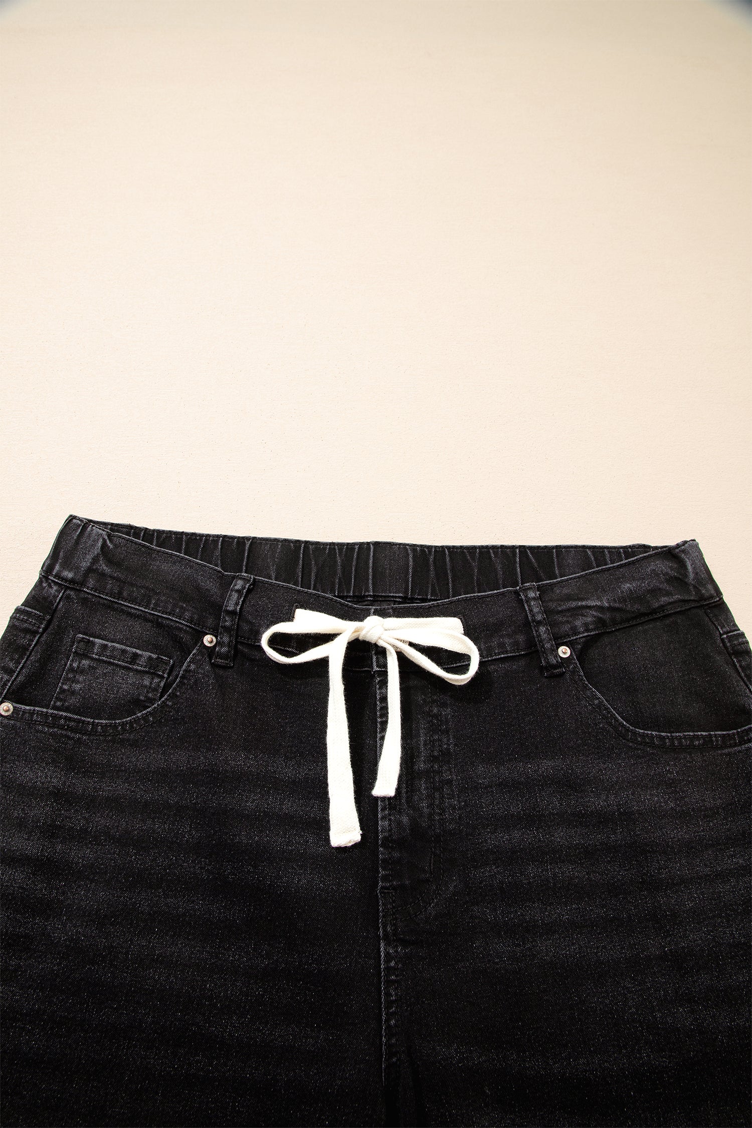 Acid Wash Contrast Lace-up Plus Size Jeans