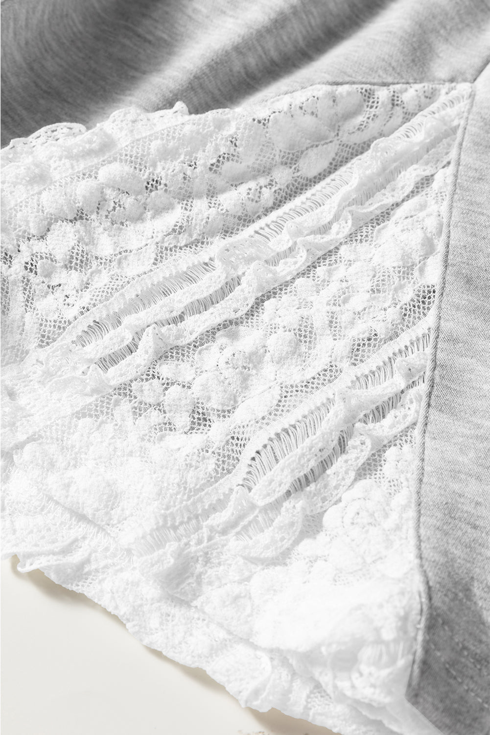 Lace Patchwork Drop Shoulder Pullover Drawstring Skort Co-ord Set - eAura