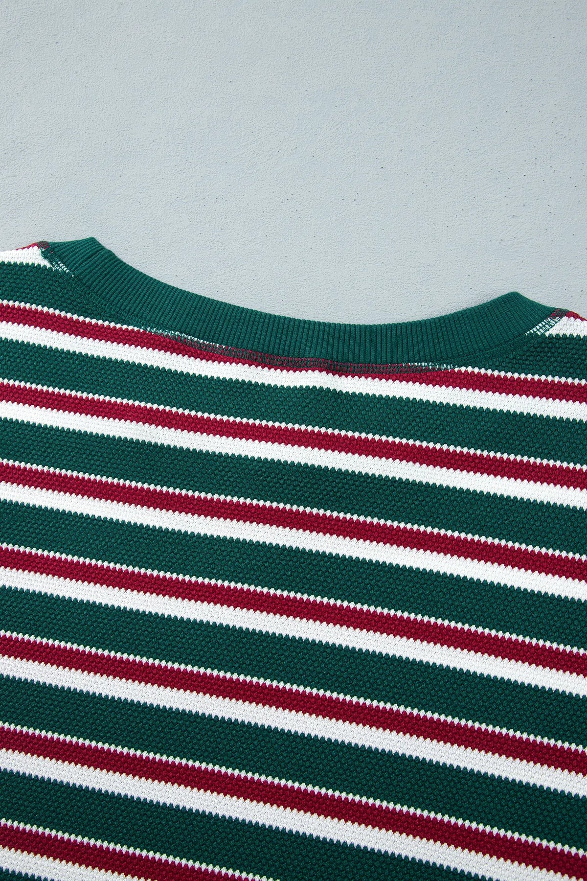 Striped Colourblock Round Neck Long Sleeve Shift Plus Size Sweatshirt – Green Stripe
