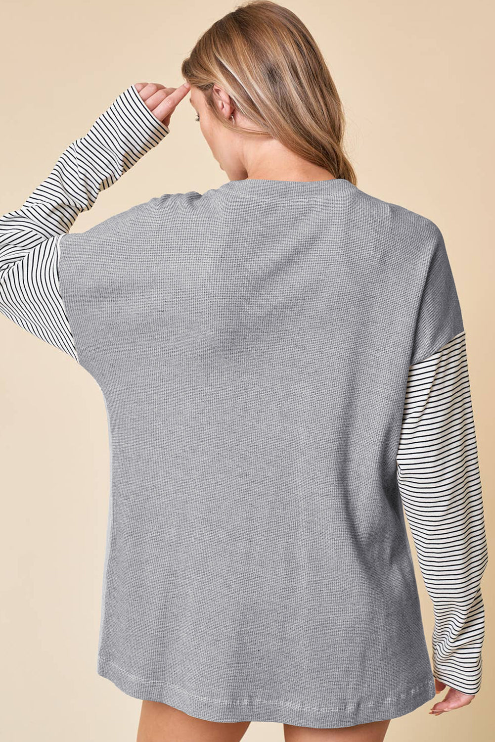 Black Stripe Colourblock Patchwork Open Front Cardigan with Pocket eAura