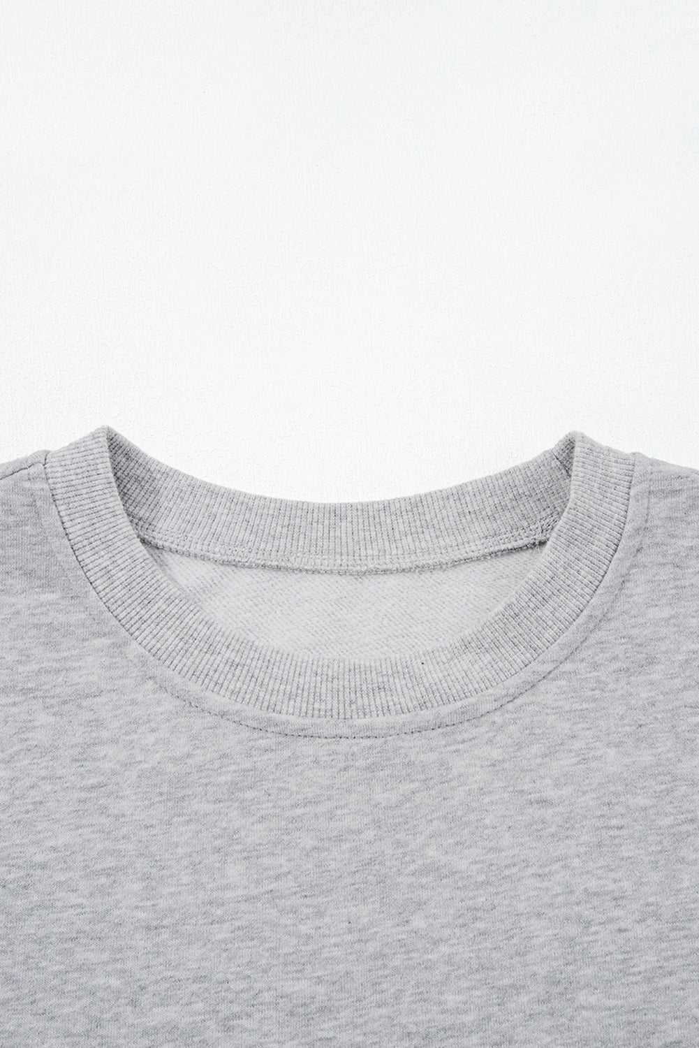 Light Grey Contrast Bow Applique Drop Sleeve Round Neck Sweatshirt eAura