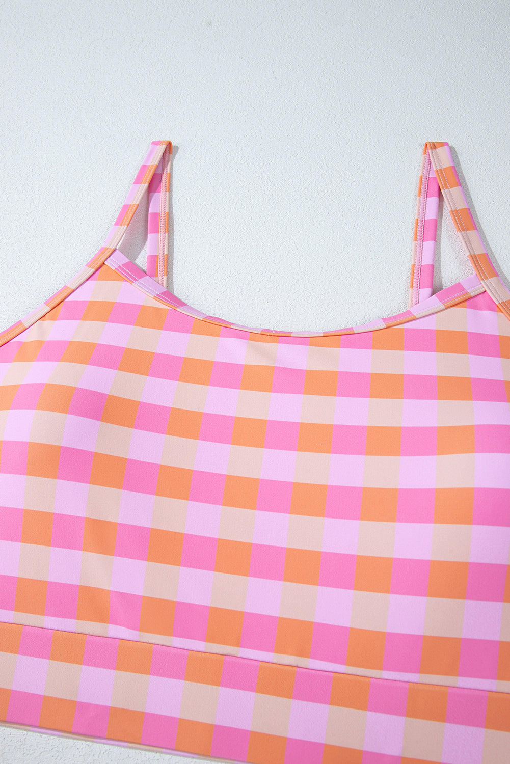 Pink Plus Size Plaid Print High Waist Bikini Set BB Fashion Outlet