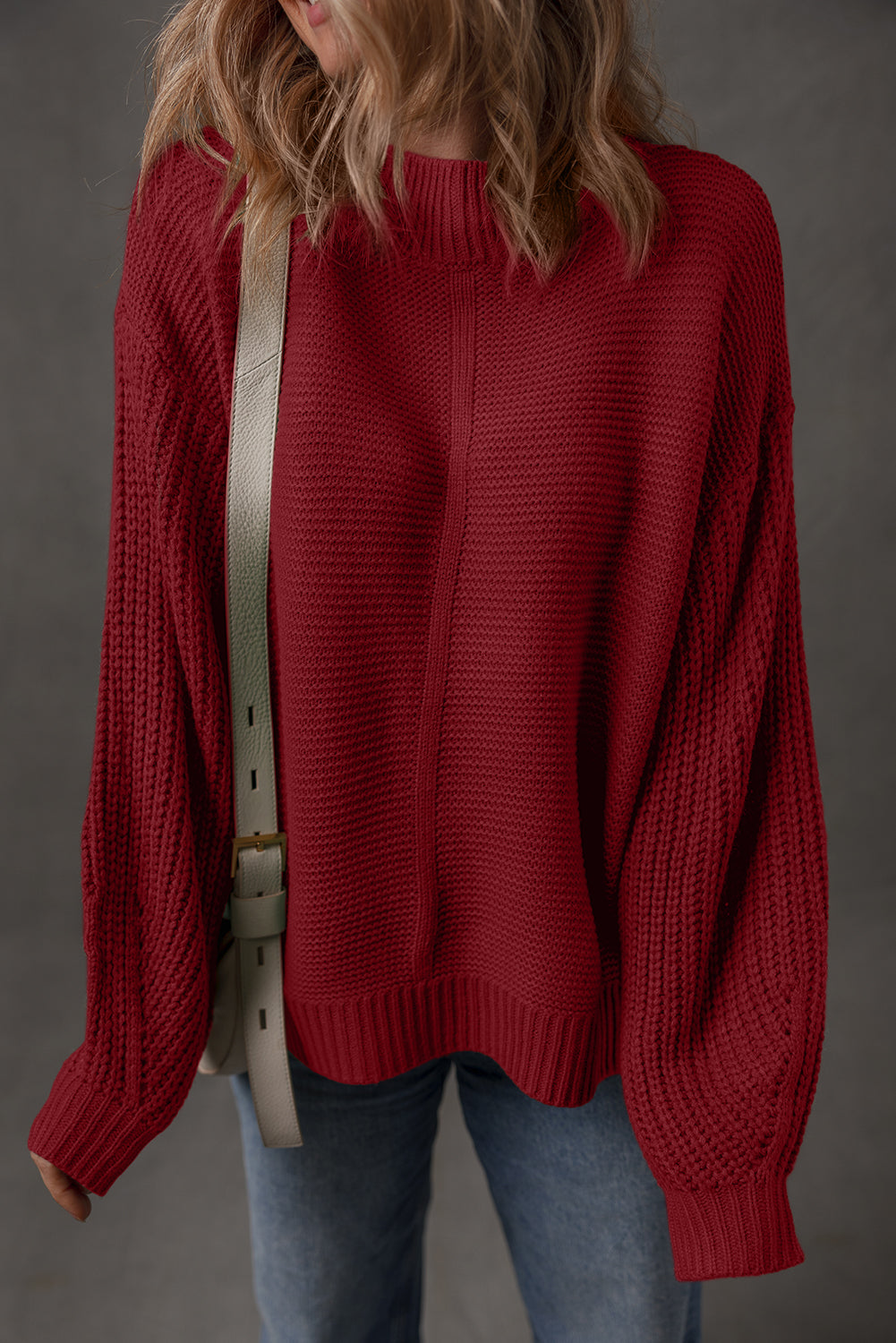 Front Seam Drop Shoulder Loose Sweater - eAura