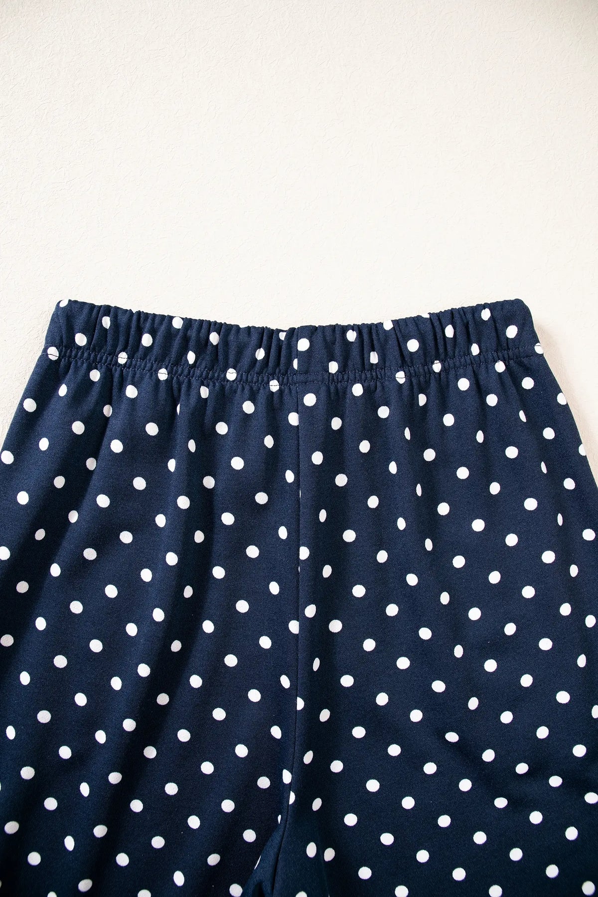 Polka Dot Drawstring Wide Leg Long Sleeve Top Pant Set – Red