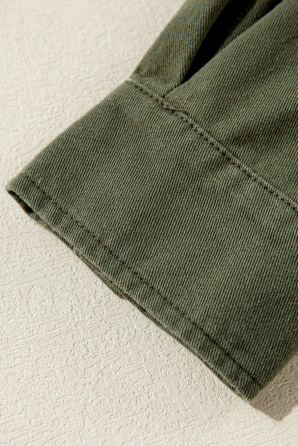 Moss Green Snap Button Zipper Tight Waist Collared Jacket eAura